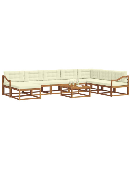 Set di divani da esterno con cuscino 9 pcs Naturale e Crema