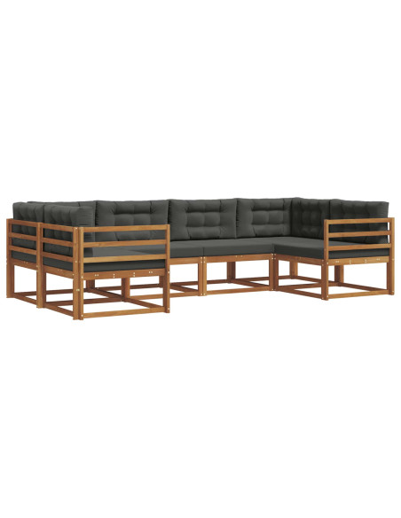 Set di divani da esterno con cuscino 6 pcs Naturale e Antracite