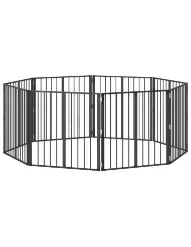 Cancello per cani 8 pcs Nero 80 x 80 cm Acciaio zincato