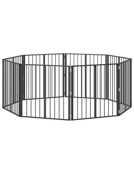 Cancello per cani 8 pcs Nero 80 x 80 cm Acciaio zincato