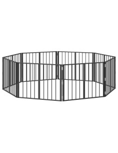 Cancello per cani 8 pcs Nero 80 x 60 cm Acciaio zincato 2