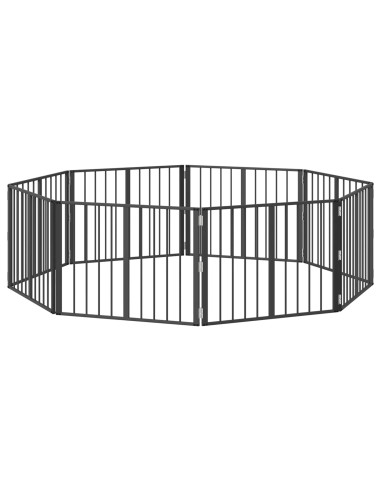 Cancello per cani 8 pcs Nero 80 x 60 cm Acciaio zincato