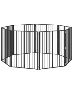 Cancello per cani 8 pcs Nero 80 x 100 cm Acciaio zincato 2