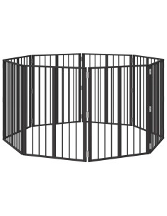 Cancello per cani 8 pcs Nero 60 x 80 cm Acciaio zincato 2
