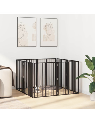 Cancello per cani 8 pcs Nero 60 x 80 cm Acciaio zincato