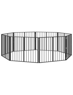 Cancello per cani 8 pcs Nero 100 x 80 cm Acciaio zincato 2