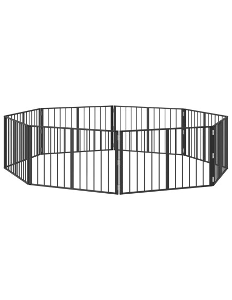 Cancello per cani 8 pcs Nero 100 x 60 cm Acciaio zincato