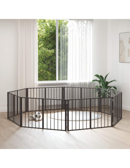 Cancello per cani 8 pcs Nero 100 x 60 cm Acciaio zincato