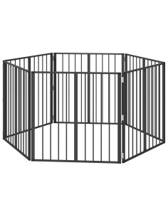 Cancello per cani 6 pcs Nero 80 x 80 cm Acciaio zincato 2