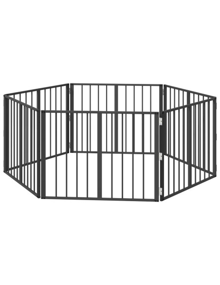 Cancello per cani 6 pcs Nero 80 x 60 cm Acciaio zincato