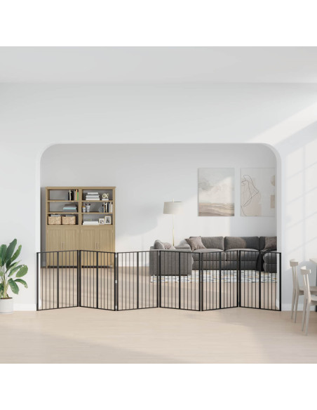 Cancello per cani 6 pcs Nero 80 x 100 cm Acciaio zincato
