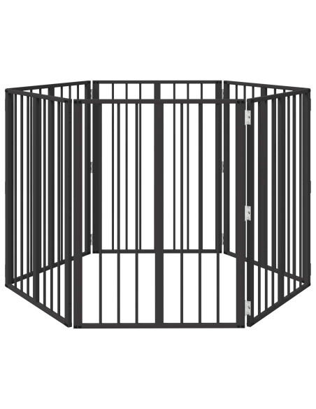Cancello per cani 6 pcs Nero 60 x 80 cm Acciaio zincato