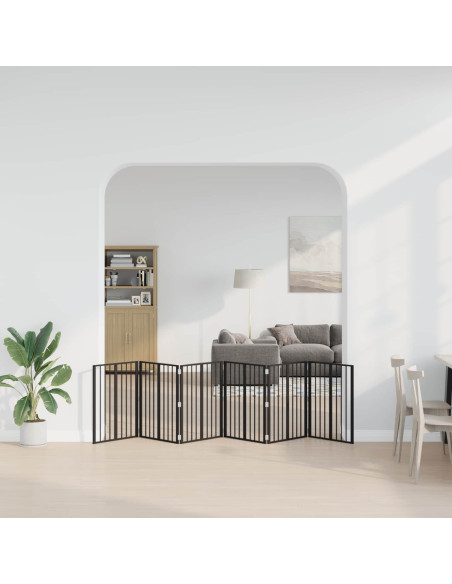 Cancello per cani 6 pcs Nero 60 x 80 cm Acciaio zincato