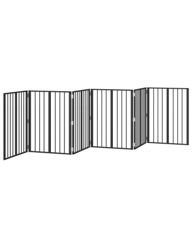 Cancello per cani 6 pcs Nero 60 x 80 cm Acciaio zincato