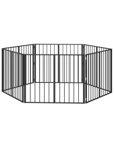 Cancello per cani 6 pcs Nero 100 x 80 cm Acciaio zincato 2