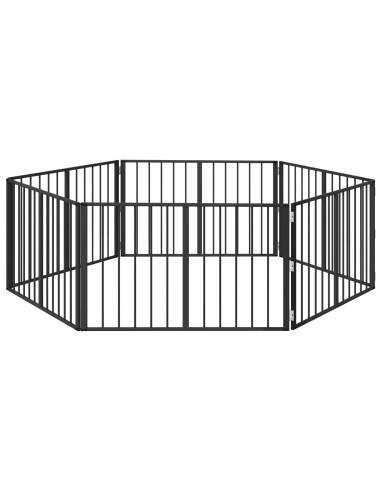 Cancello per cani 6 pcs Nero 100 x 60 cm Acciaio zincato