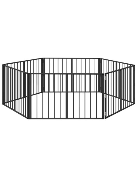 Cancello per cani 6 pcs Nero 100 x 60 cm Acciaio zincato
