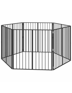 Cancello per cani 6 pcs Nero 100 x 100 cm Acciaio zincato 2