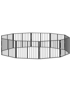Cancello per cani 10 pcs Nero 80 x 60 cm Acciaio zincato 2