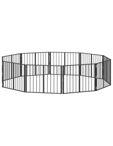 Cancello per cani 10 pcs Nero 80 x 60 cm Acciaio zincato