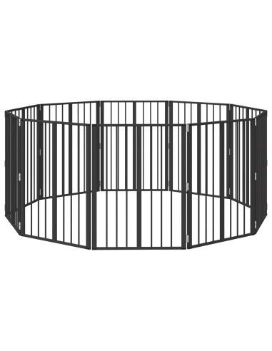 Cancello per cani 10 pcs Nero 60 x 80 cm Acciaio zincato