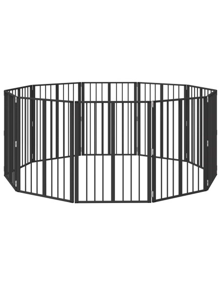 Cancello per cani 10 pcs Nero 60 x 80 cm Acciaio zincato