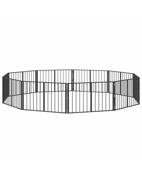 Cancello per cani 10 pcs Nero 100 x 60 cm Acciaio zincato