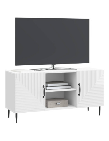Mobile TV Bianco Lucido 102 x 34,5 x 50 cm Legno ingegnerizzato