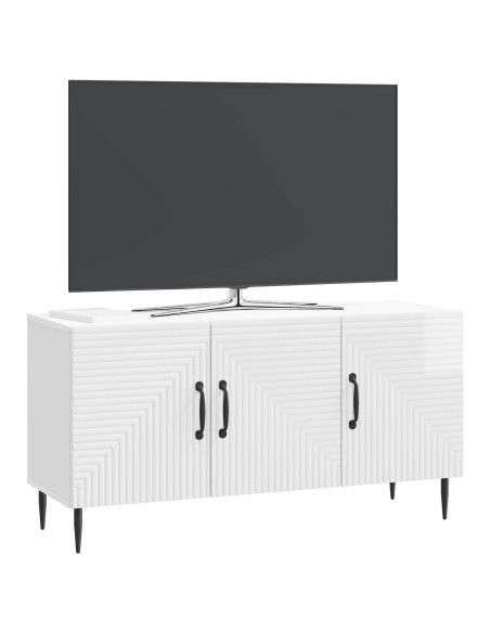 Mobile TV Bianco Lucido 99 x 34,5 x 50 cm Legno ingegnerizzato