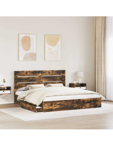 Letto con Contenitore con testiera Rovere fumé 180 x 200 cm