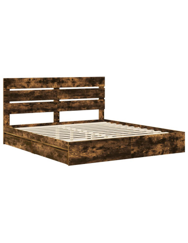 Letto con Contenitore con testiera Rovere fumé 180 x 200 cm