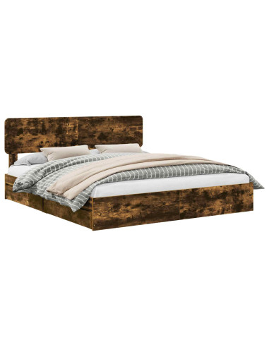 Letto con Contenitore con testiera Rovere fumé 180 x 200 cm