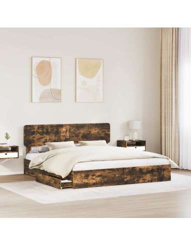 Letto con Contenitore con testiera Rovere fumé 180 x 200 cm