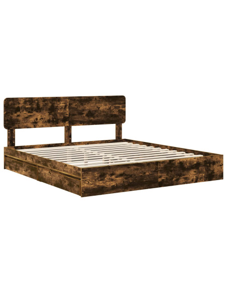 Letto con Contenitore con testiera Rovere fumé 180 x 200 cm
