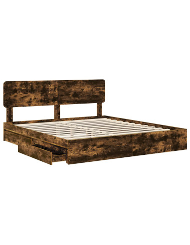 Letto con Contenitore con testiera Rovere fumé 180 x 200 cm