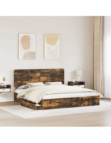Letto con Contenitore con testiera Rovere fumé 180 x 200 cm