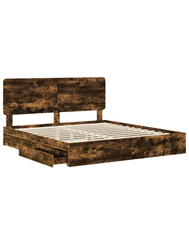 Letto con Contenitore con testiera Rovere fumé 180 x 200 cm