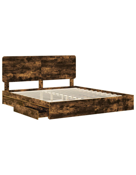 Letto con Contenitore con testiera Rovere fumé 180 x 200 cm