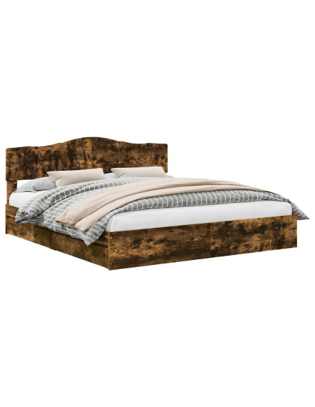 Letto con Contenitore con testiera Rovere fumé 180 x 200 cm