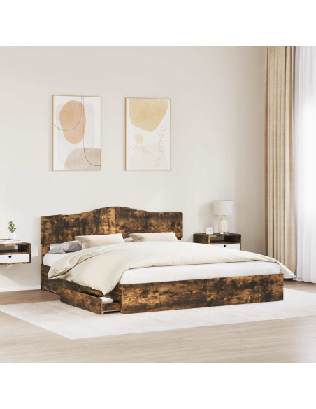 Letto con Contenitore con testiera Rovere fumé 180 x 200 cm
