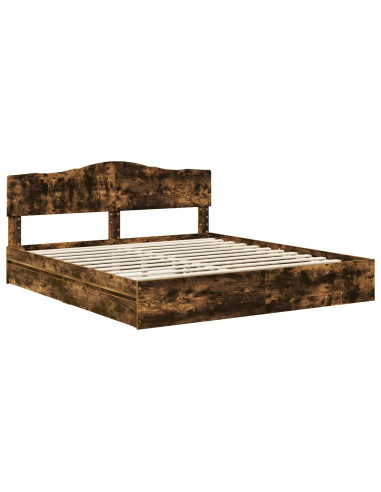 Letto con Contenitore con testiera Rovere fumé 180 x 200 cm