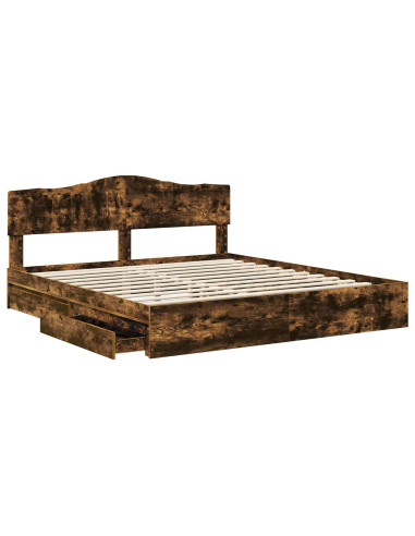 Letto con Contenitore con testiera Rovere fumé 180 x 200 cm