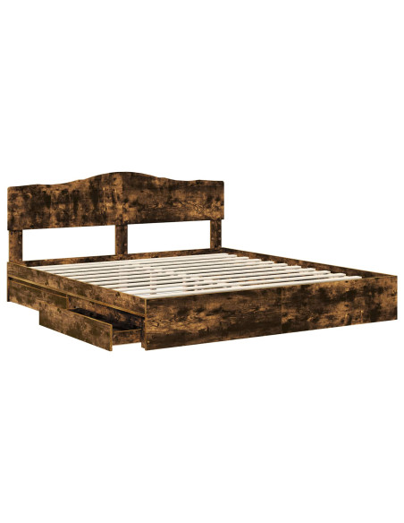 Letto con Contenitore con testiera Rovere fumé 180 x 200 cm