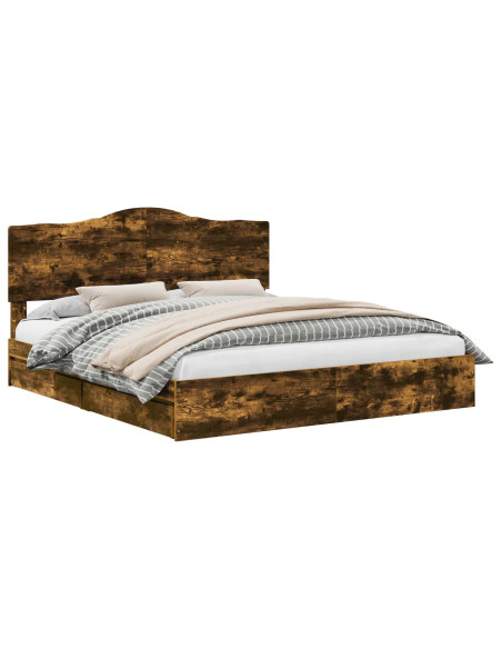 Letto con Contenitore con testiera Rovere fumé 180 x 200 cm