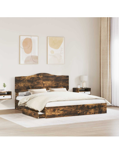 Letto con Contenitore con testiera Rovere fumé 180 x 200 cm