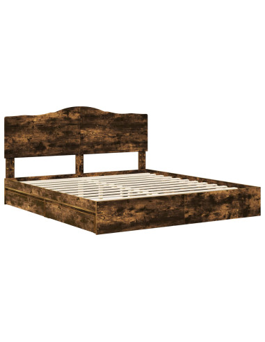Letto con Contenitore con testiera Rovere fumé 180 x 200 cm