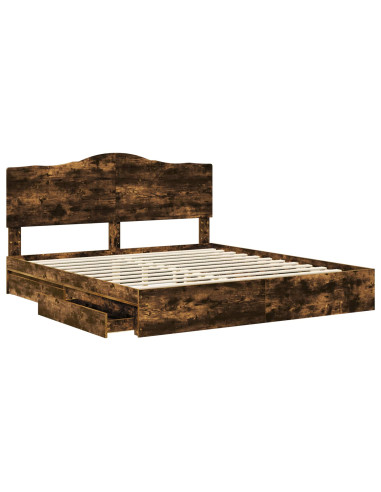 Letto con Contenitore con testiera Rovere fumé 180 x 200 cm
