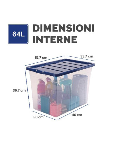 CONTENITORE PLASTICA COPERCHIO 64L