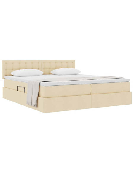 Letto con Contenitore Crema 200 x 200 cm Pelle Sintetica