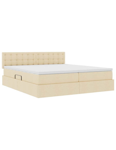 Letto con Contenitore Crema 200 x 200 cm Pelle Sintetica
